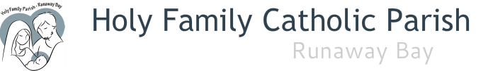 Holy Family Catholic Parish Runaway Bay logo and name representing parish identity and community