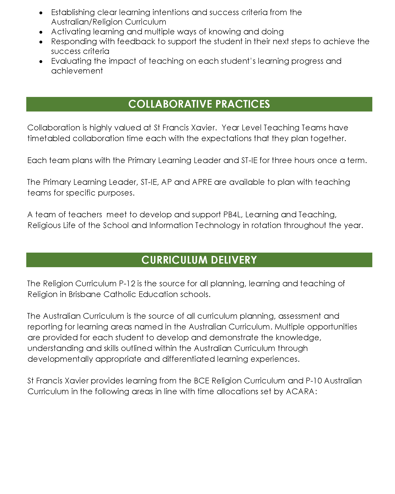 Pedagogy framework visuals showing teaching strategies, learning intentions, feedback and assessment practices to improve student outcomes